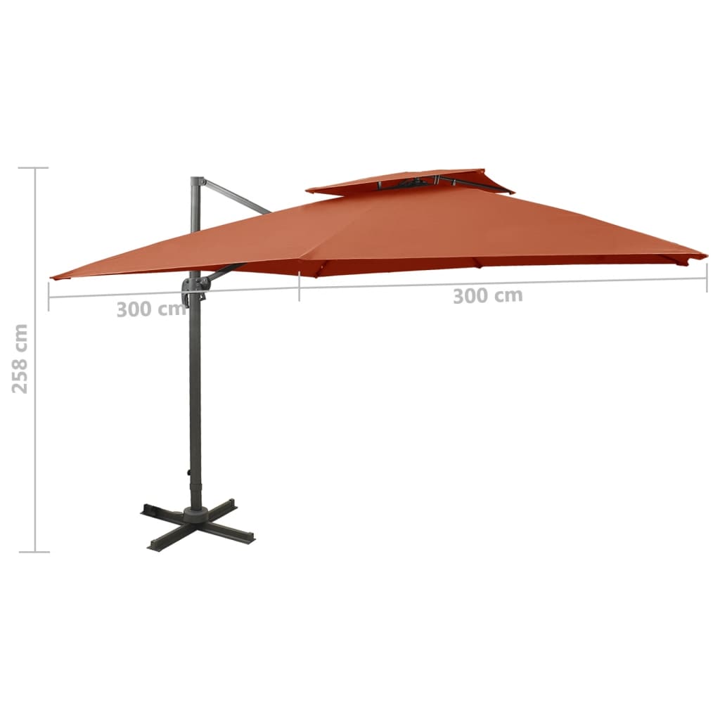 Cantilever Garden Parasol with Double Top 300x300 cm Terracotta