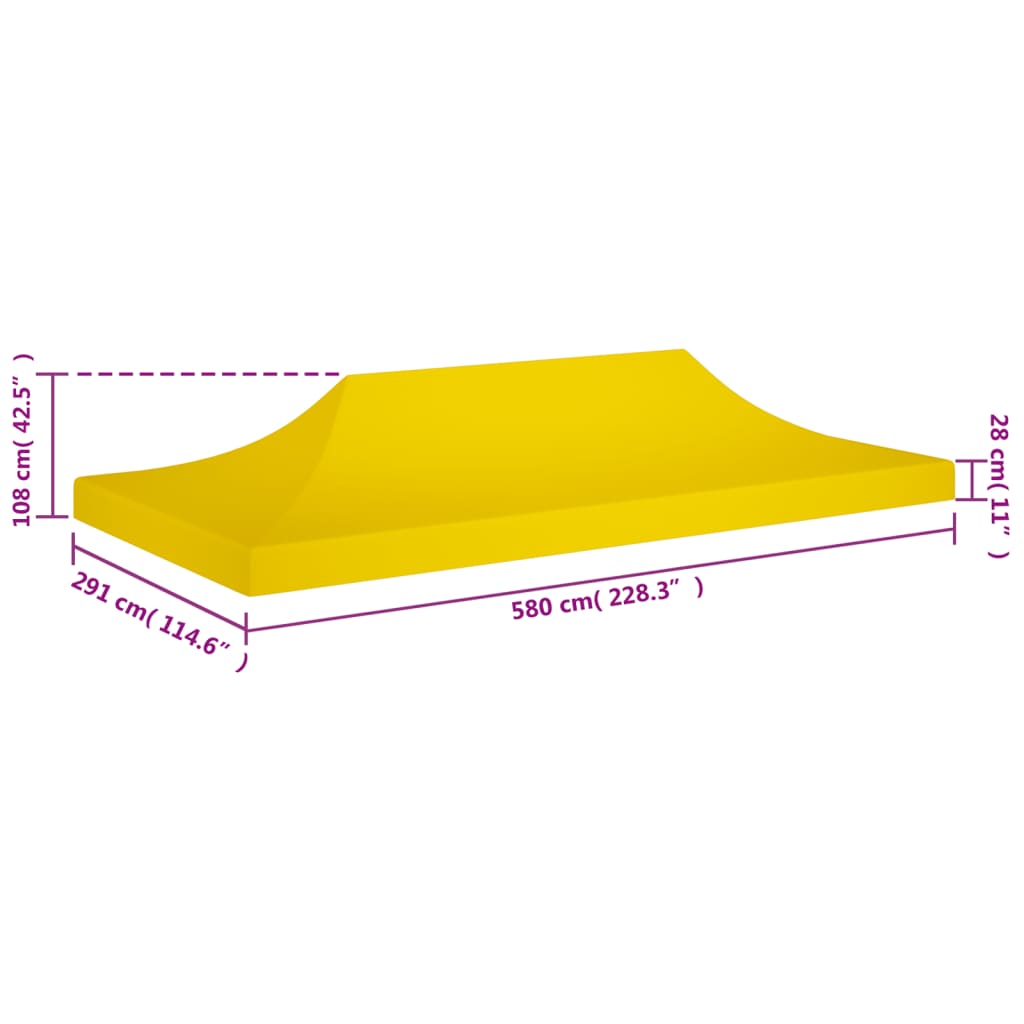 Party Tent Roof 6x3 m Yellow 270 g/m²