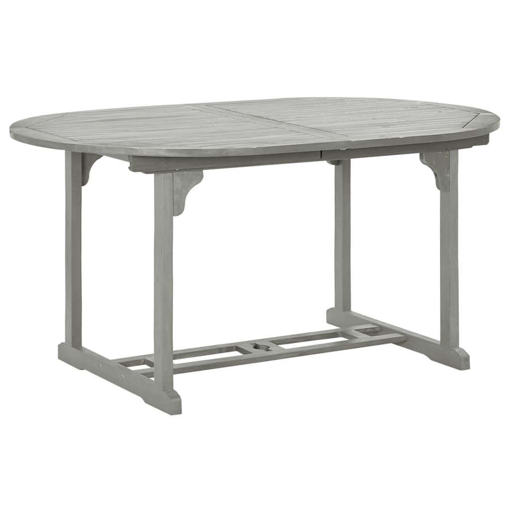 5 Piece Garden Dining Set (150-200)x100cm Solid Acacia Wood Grey