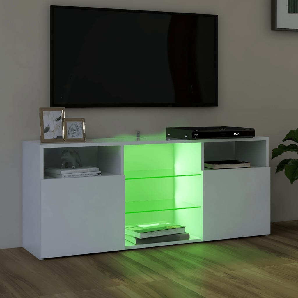 TV Cabinet with LED Lights White 120x30x50 cm