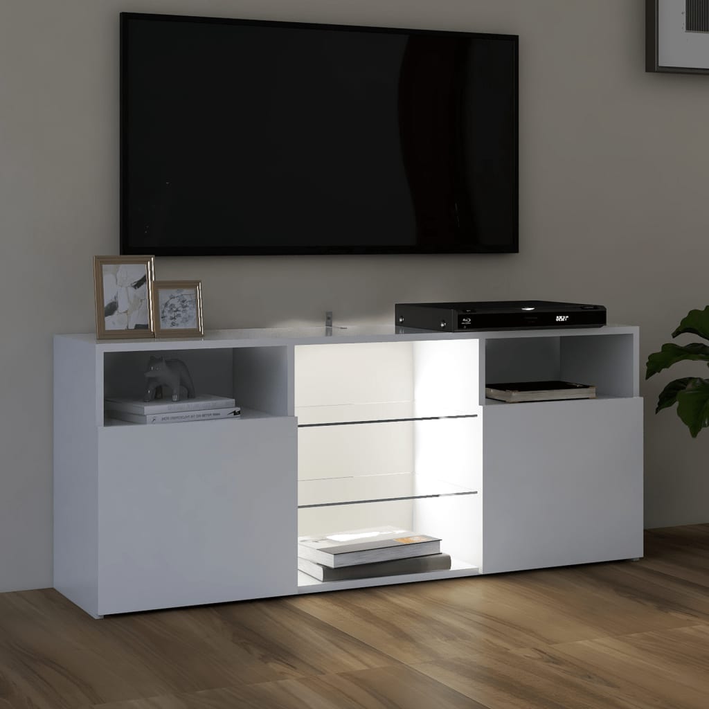 TV Cabinet with LED Lights White 120x30x50 cm