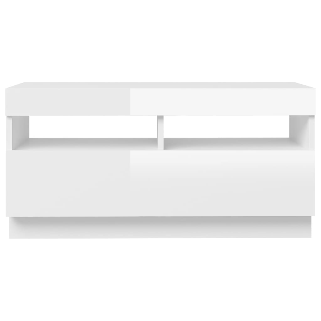 TV Cabinet with LED Lights High Gloss White 80x35x40 cm