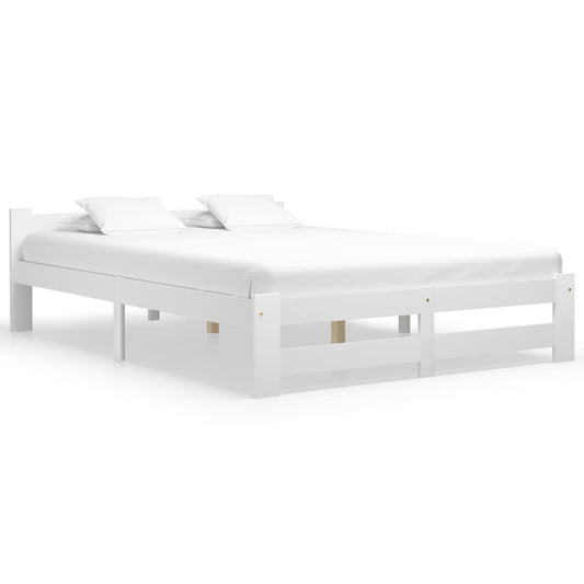 Bed Frame without Mattress White Solid Pine Wood 180x200 cm Super King