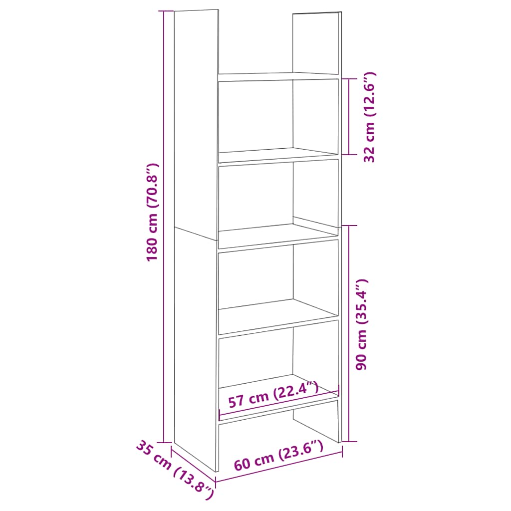 Book Cabinet Sonoma Oak 60x35x180 cm Engineered Wood