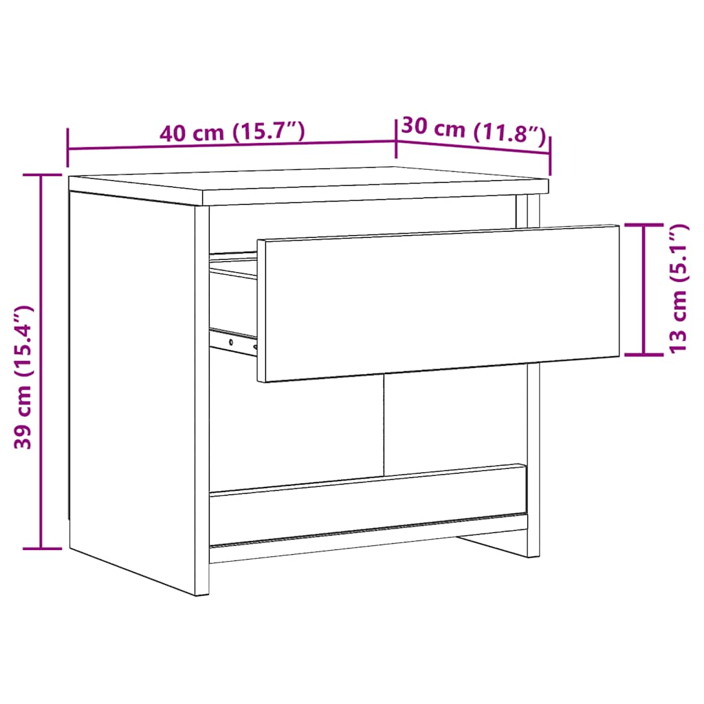 Bedside Cabinet Concrete Grey 40x30x39 cm Engineered Wood
