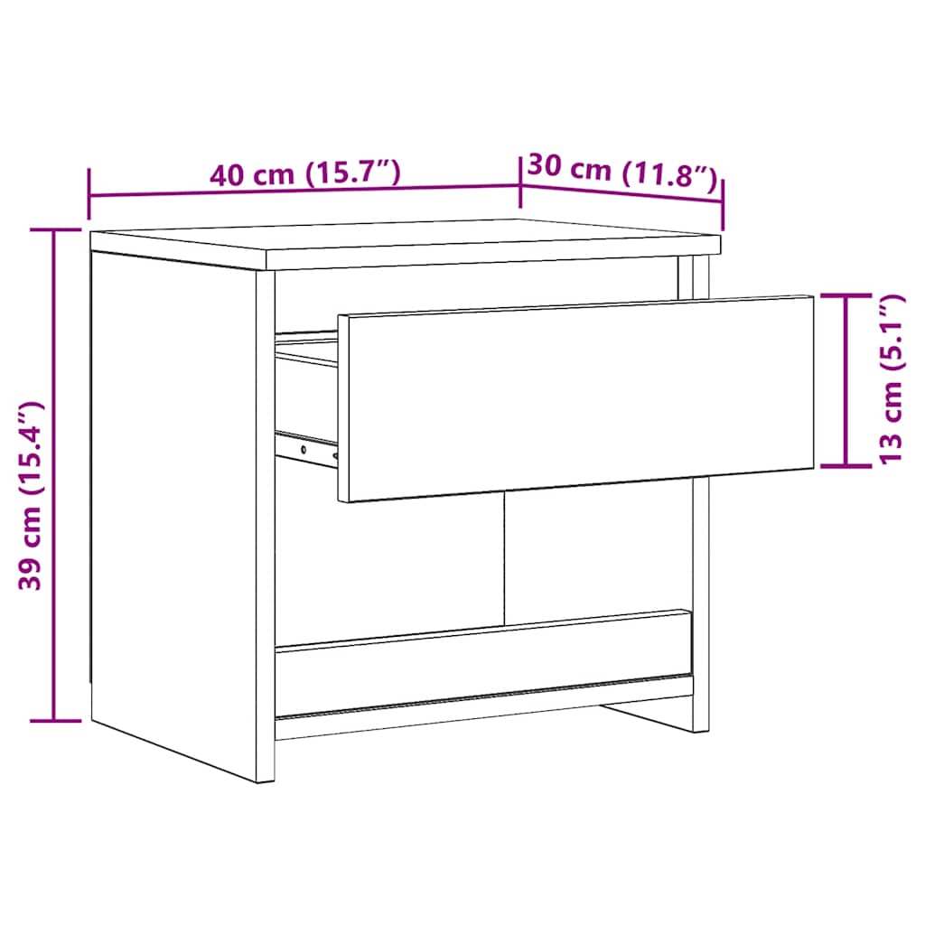 Bedside Cabinet High Gloss White 40x30x39 cm Engineered Wood