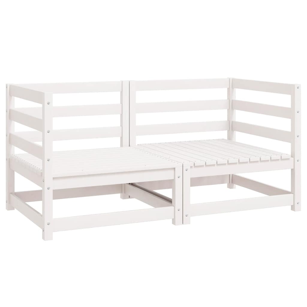 Garden Corner Sofas 2 pcs White Solid Wood Pine