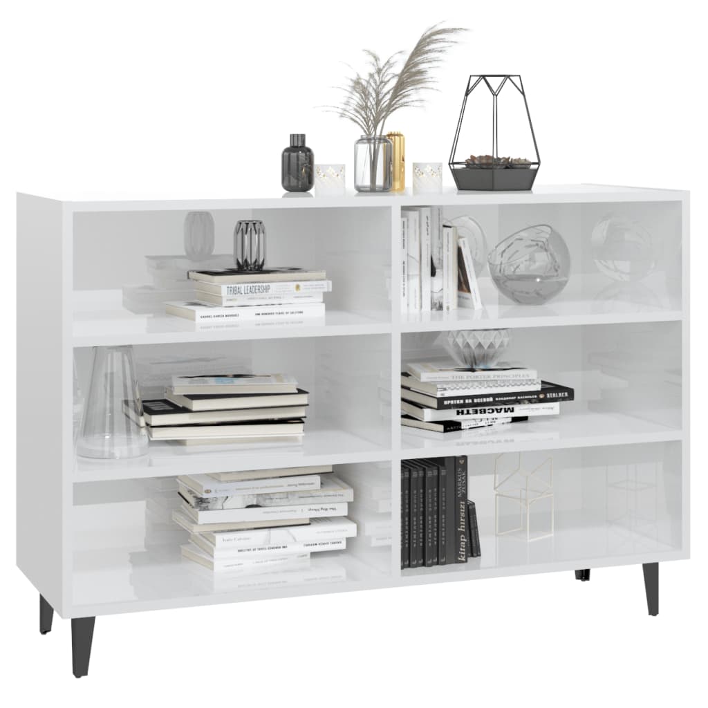 Sideboard High Gloss White 103.5x35x70 cm Engineered Wood