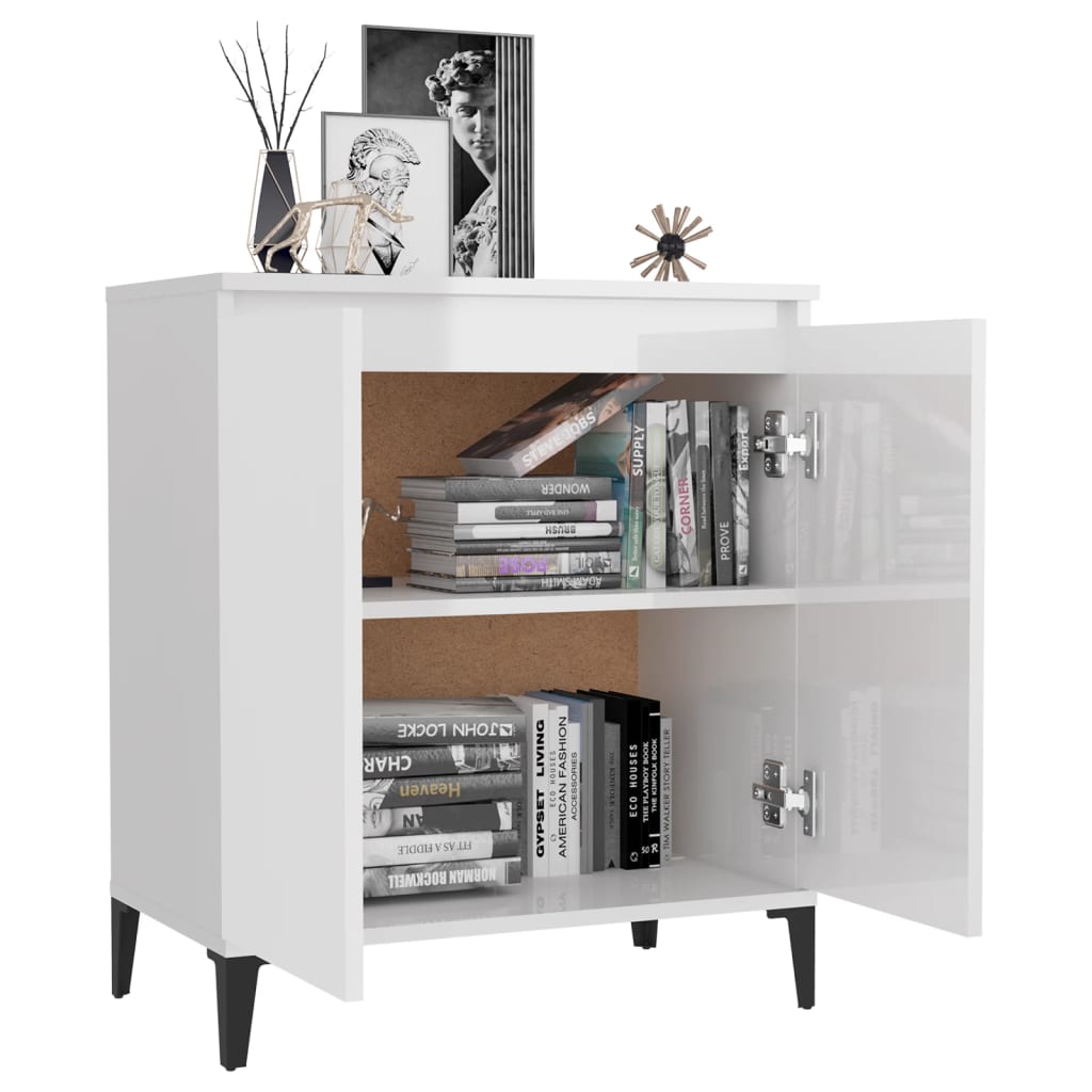 Sideboard High Gloss White 60x35x70 cm Engineered Wood