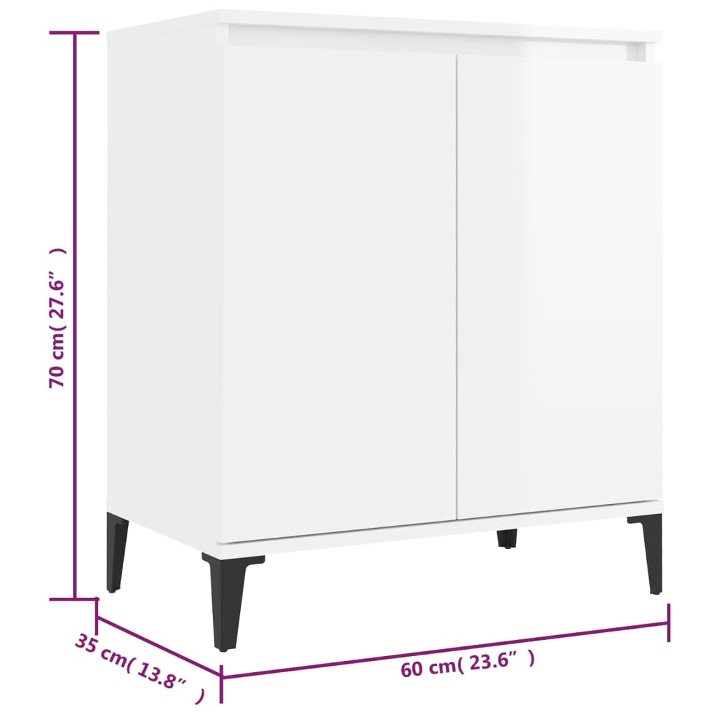 Sideboard High Gloss White 60x35x70 cm Engineered Wood