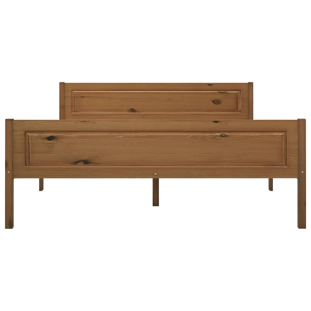 Bed Frame without Mattress Solid Pinewood Honey Brown 120x200 cm