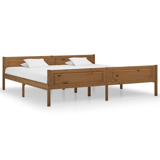 Bed Frame without Mattress Solid Pinewood Honey Brown 200x200 cm