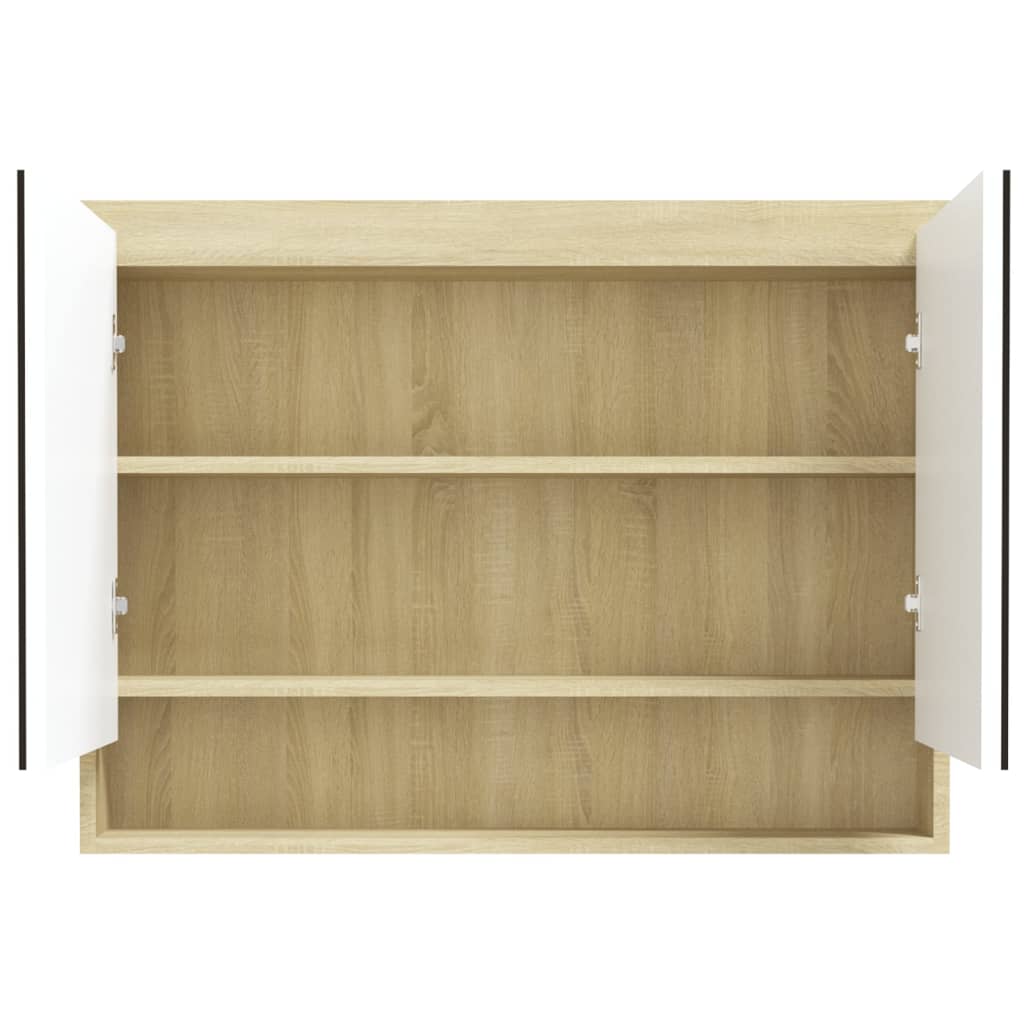 Bathroom Mirror Cabinet 80x15x60 cm MDF White and Oak