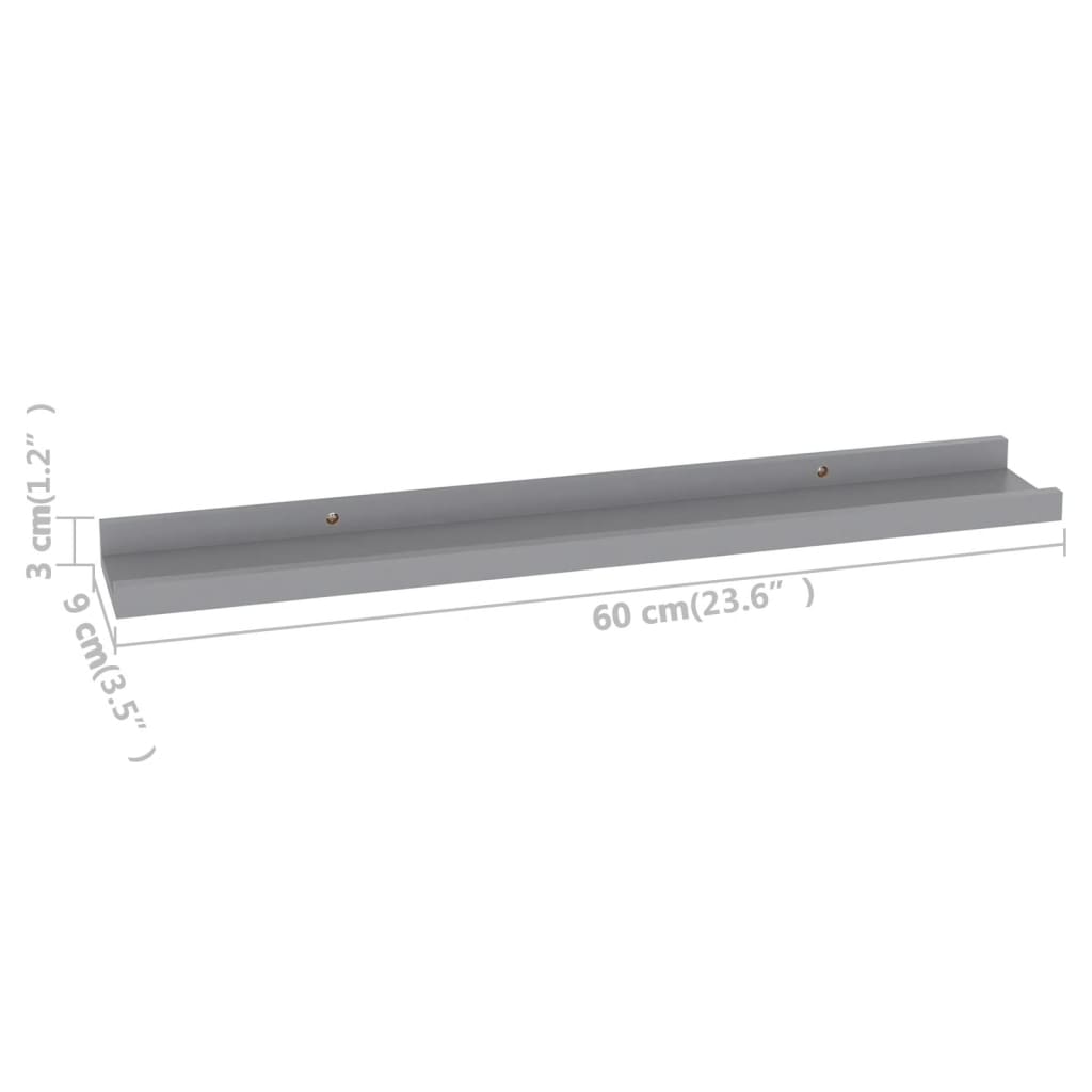 Wall Shelves 4 pcs Grey 60x9x3 cm