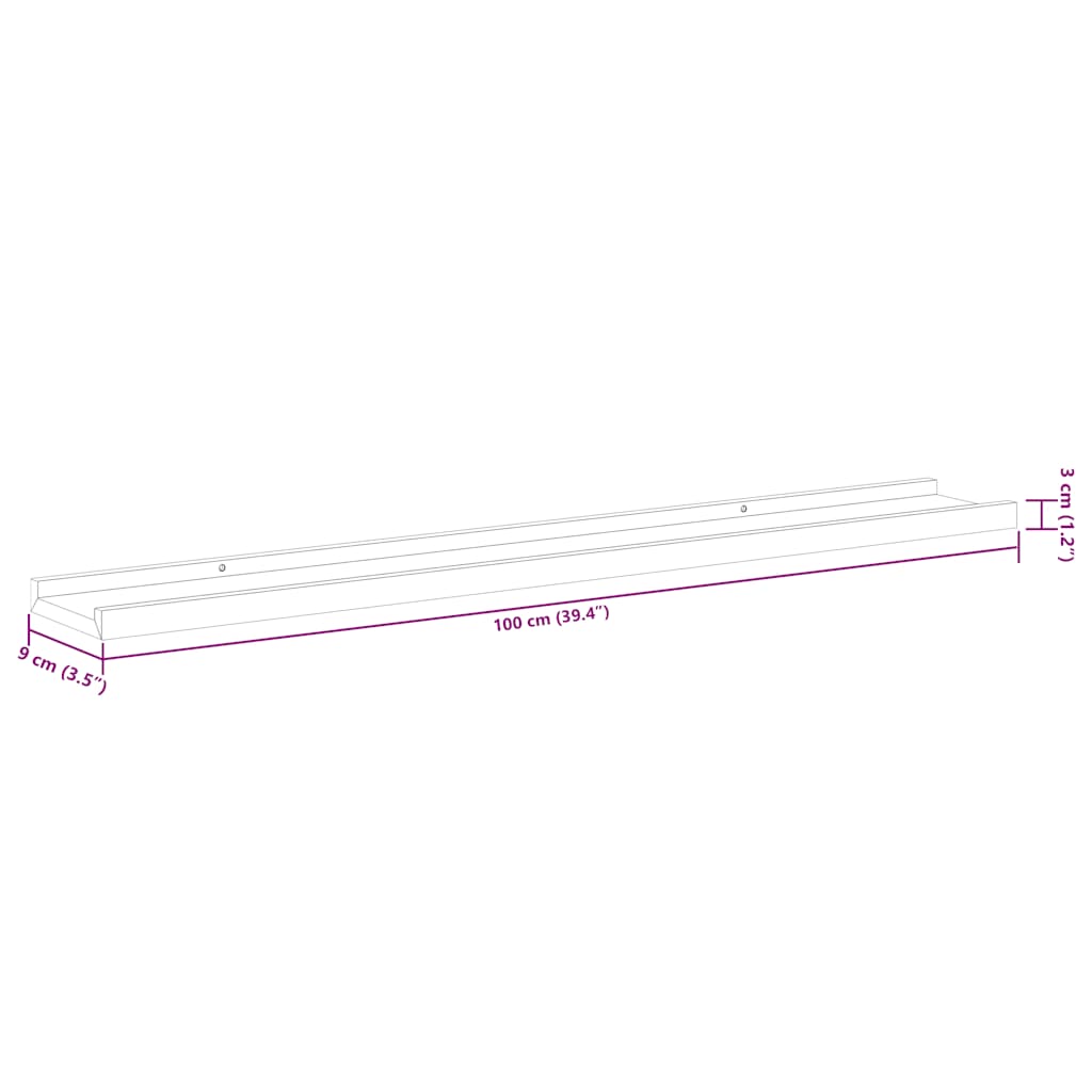 Wall Shelves 4 pcs Grey 100x9x3 cm