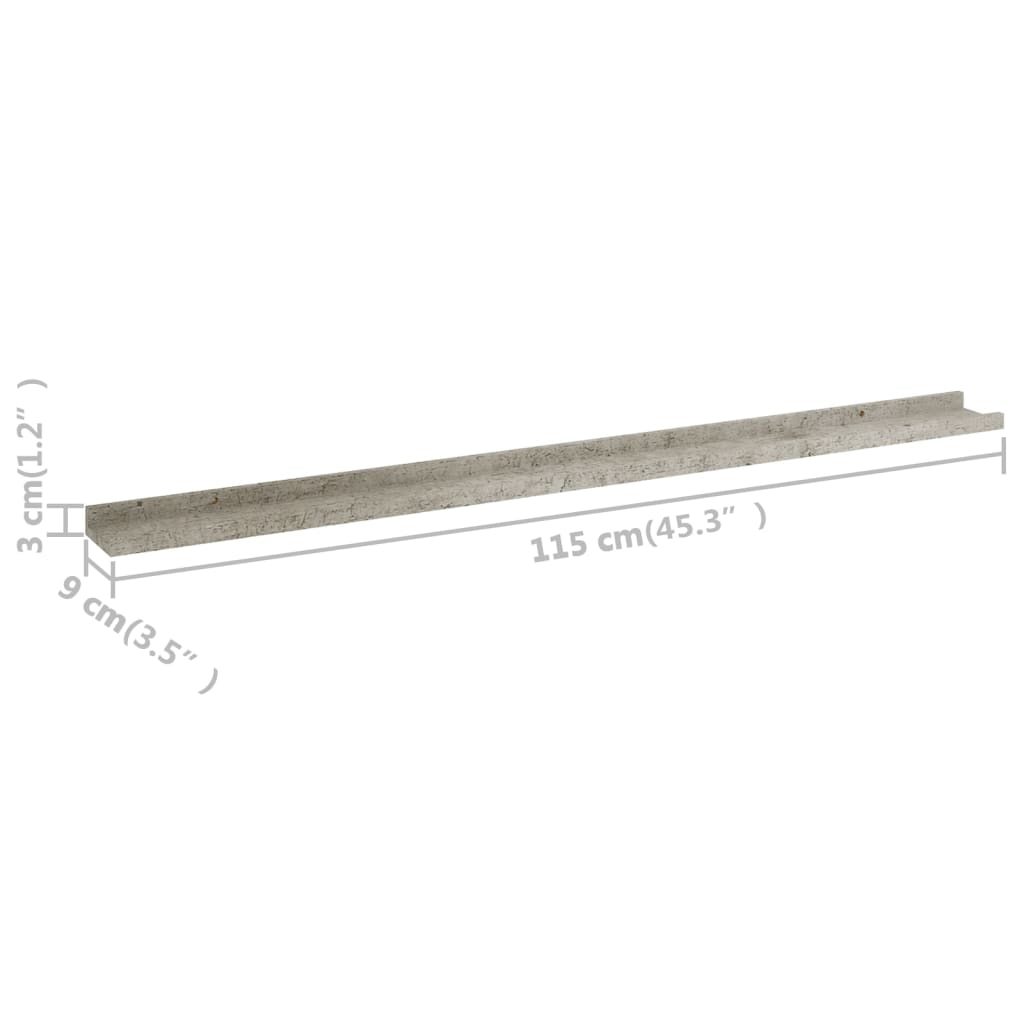 Wall Shelves 4 pcs Concrete Grey 115x9x3 cm