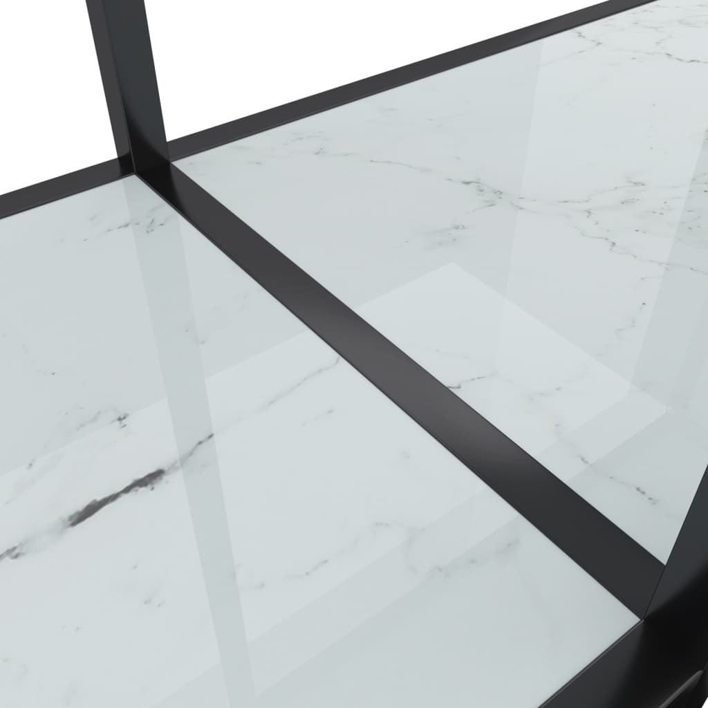 Console Table White 220x35x75.5 cm Tempered Glass