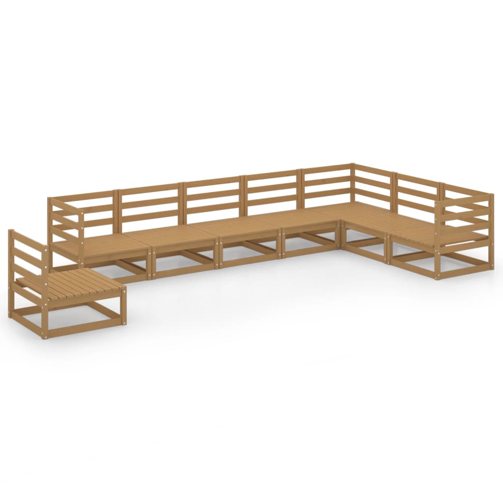 8 Piece Garden Lounge Set Honey Brown Solid Pinewood