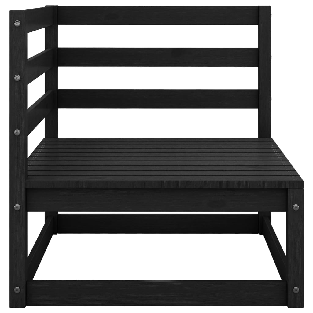 11 Piece Garden Lounge Set Black Solid Pinewood
