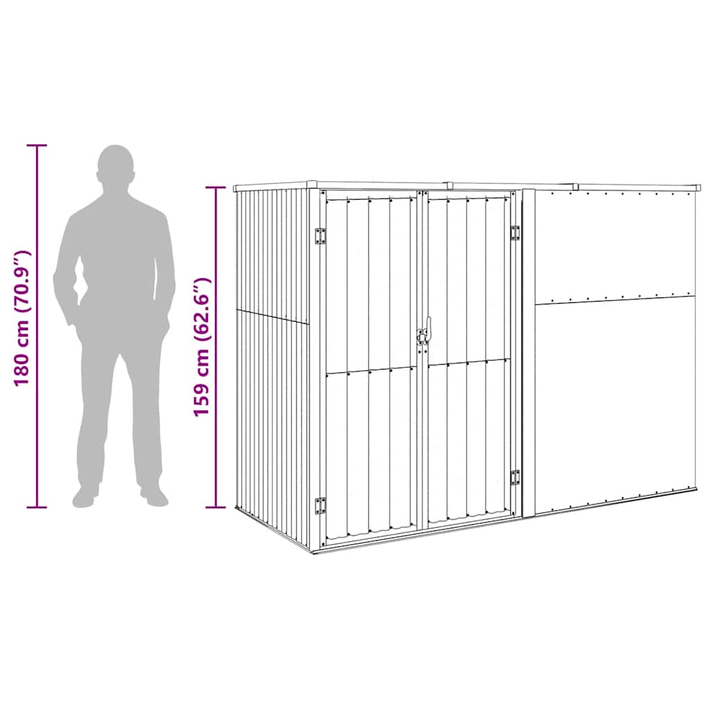 Garden Tool Shed Brown 225x89x161 cm Galvanised Steel