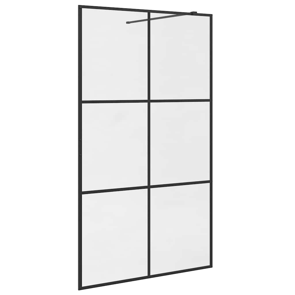 Walk-in Shower Wall with Clear ESG Glass 115x195 cm Black