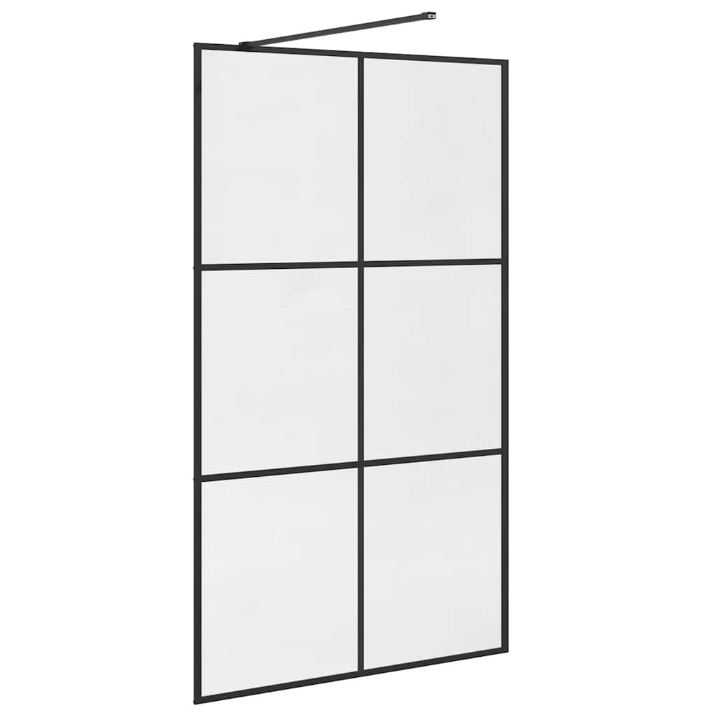 Walk-in Shower Wall with Clear ESG Glass 115x195 cm Black