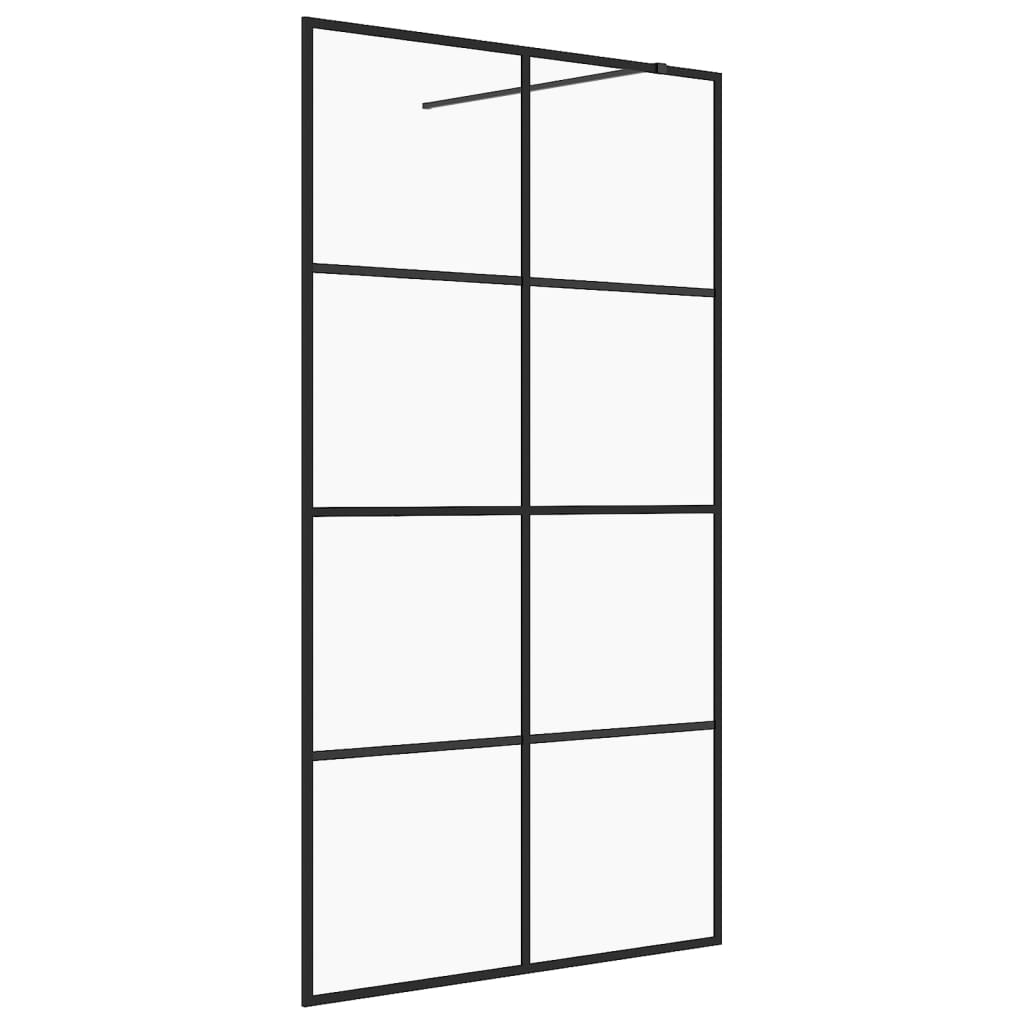 Walk-in Shower Wall with Clear ESG Glass 90x195 cm Black