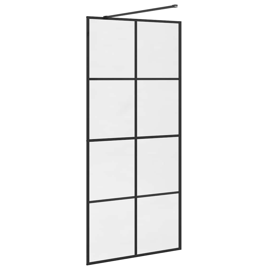 Walk-in Shower Wall with Clear ESG Glass 90x195 cm Black
