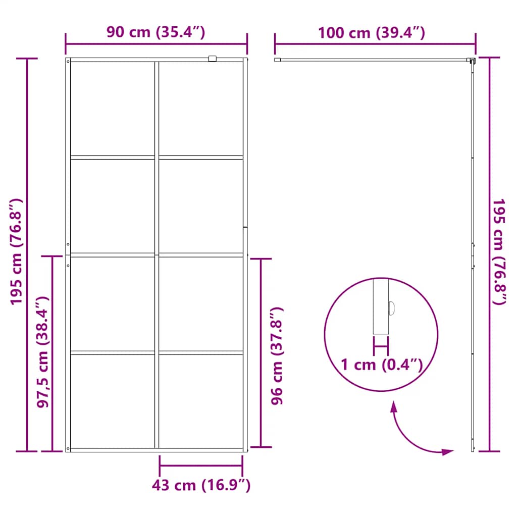 Walk-in Shower Wall with Clear ESG Glass 90x195 cm Black
