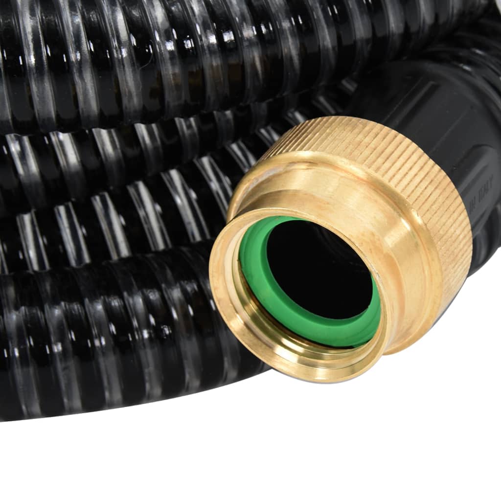 Suction Hose with Brass Connectors Black 1.1" 5 m PVC