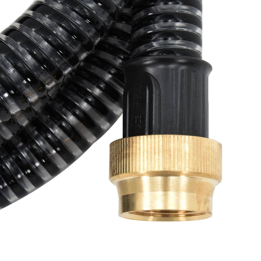Suction Hose with Brass Connectors Black 1.1" 15 m PVC