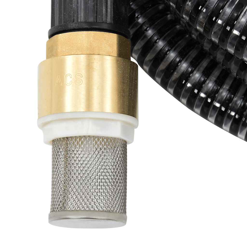 Suction Hose with Brass Connectors Black 1.1" 15 m PVC