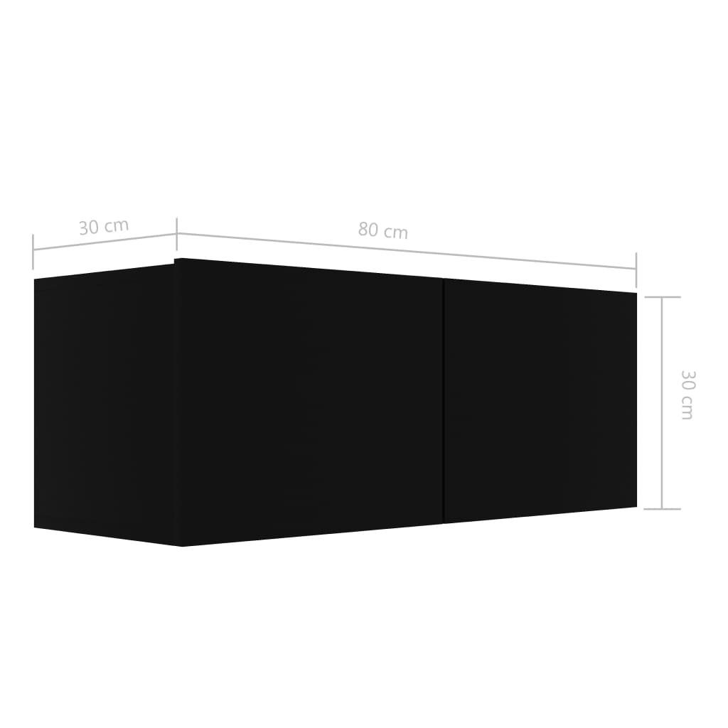 4 Piece TV Cabinet Set Black Engineered Wood