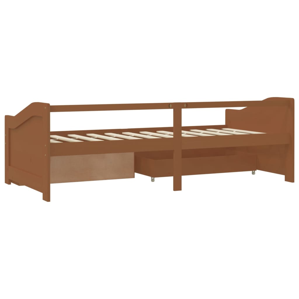 3-Seater Day Bed without Mattress Honey Brown Solid Pinewood 90x200cm