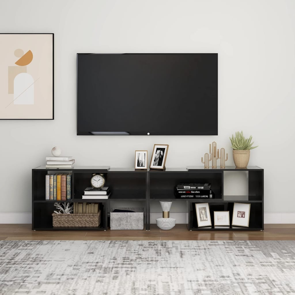 TV Cabinet High Gloss Black 149x30x52 cm Engineered Wood