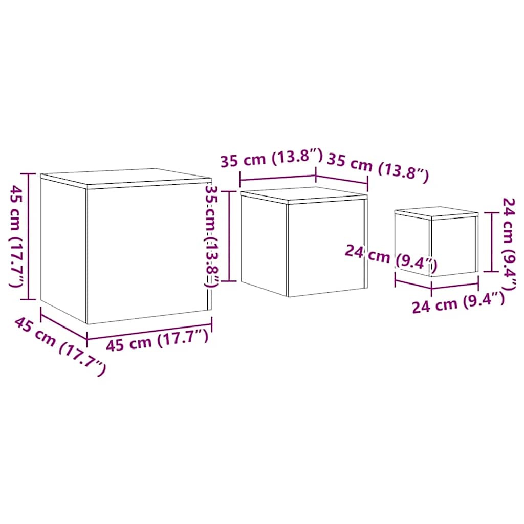 Side Tables 3 pcs Concrete Grey Engineered Wood