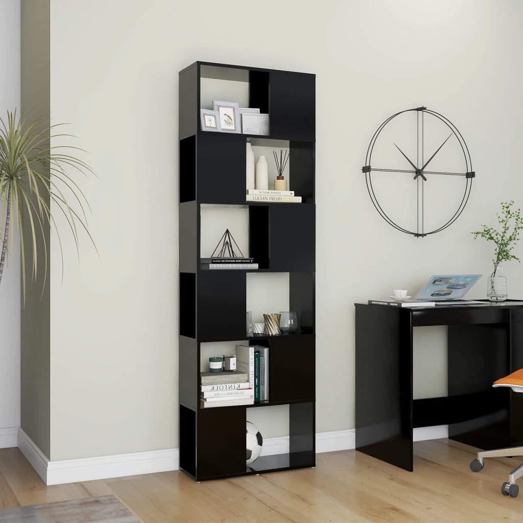 Book Cabinet Room Divider Black 60x24x186 cm Engineered Wood