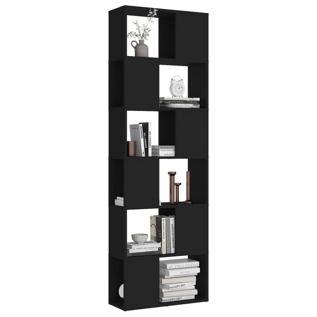 Book Cabinet Room Divider Black 60x24x186 cm Engineered Wood