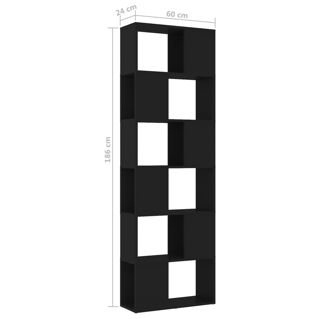 Book Cabinet Room Divider Black 60x24x186 cm Engineered Wood