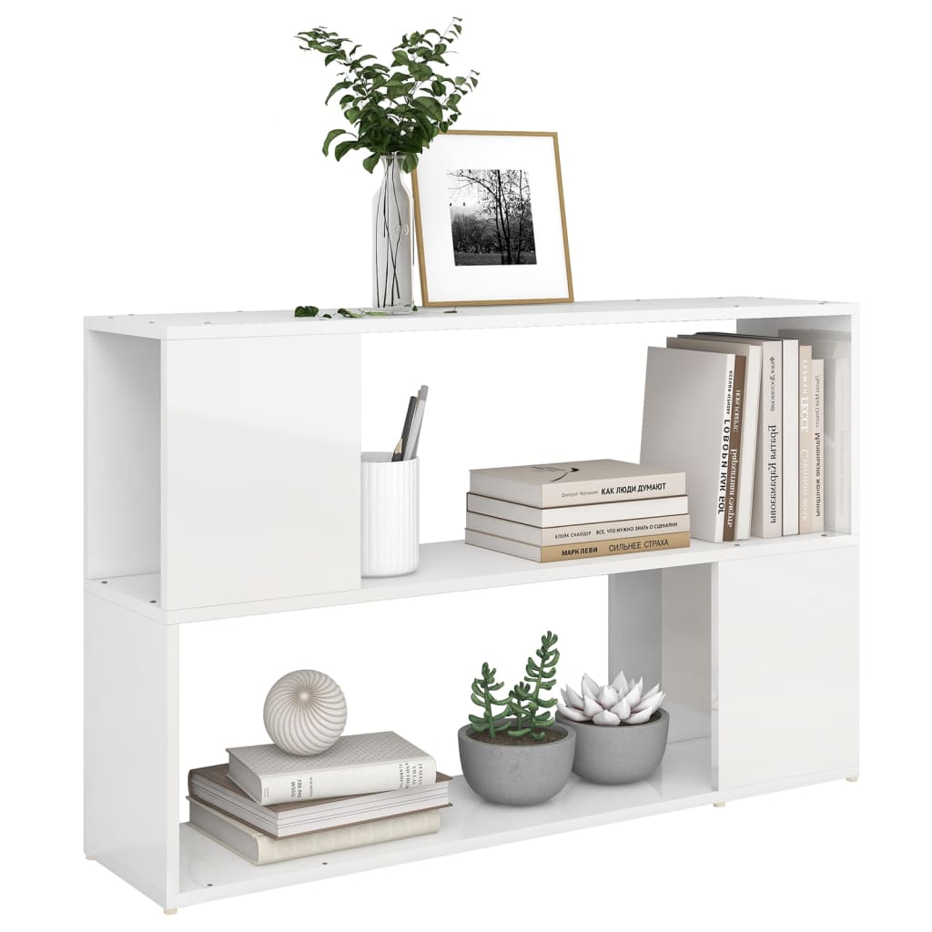 Book Cabinet High Gloss White 100x24x63 cm Engineered Wood