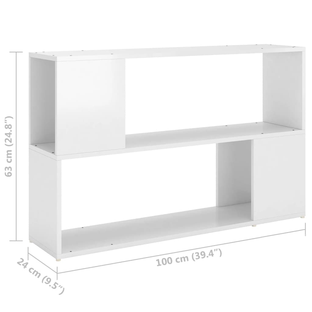 Book Cabinet High Gloss White 100x24x63 cm Engineered Wood