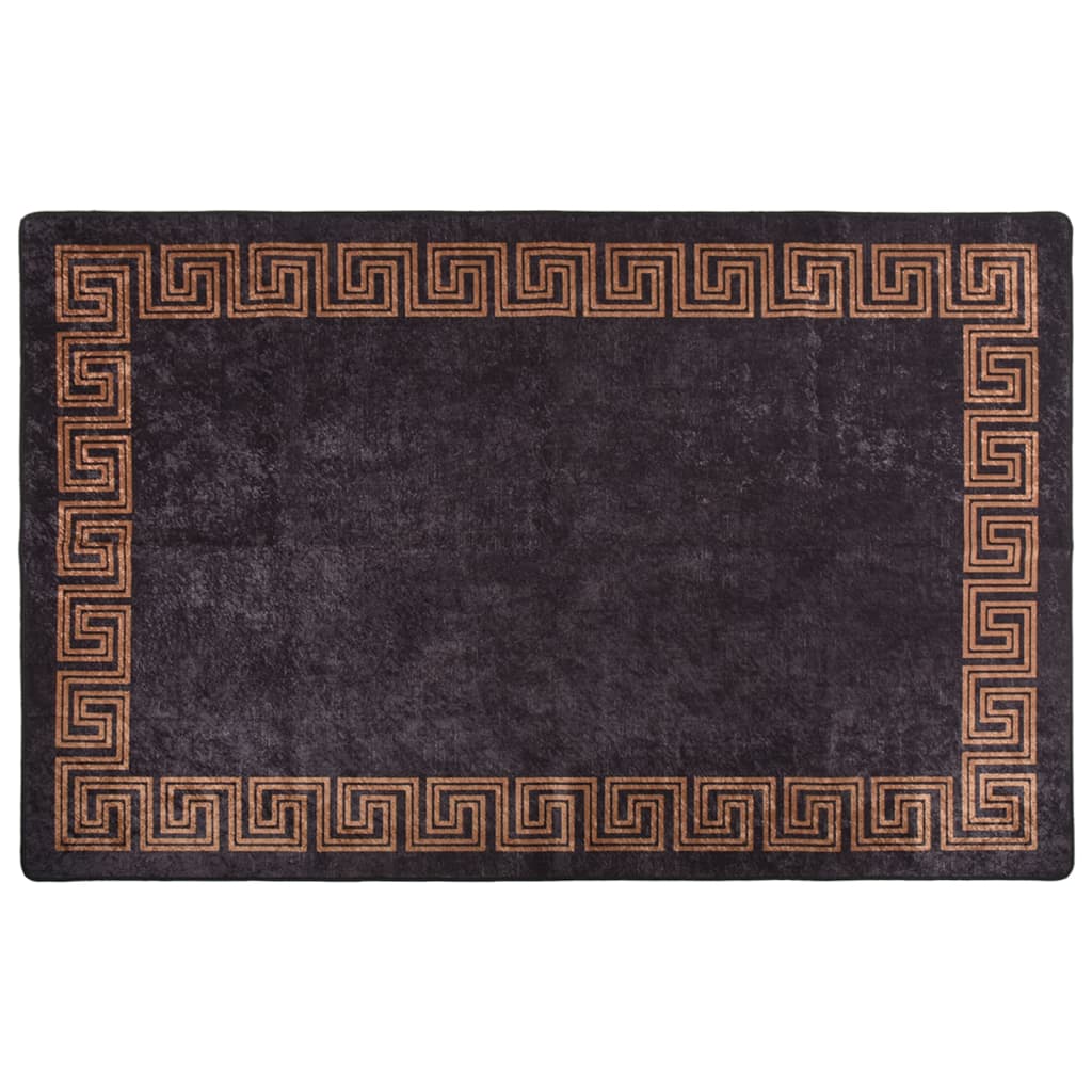Rug Washable 80x150 cm Black and Gold Anti Slip