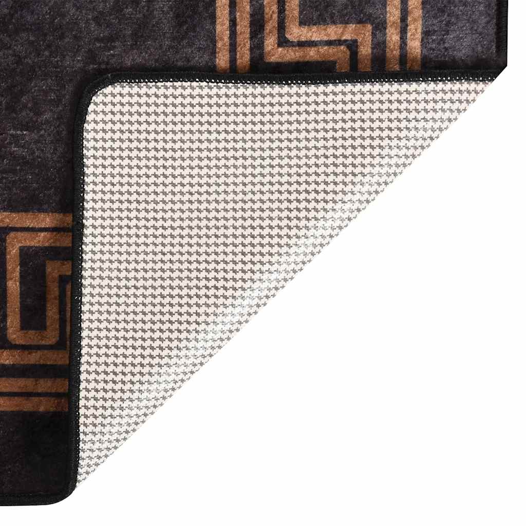 Rug Washable 80x150 cm Black and Gold Anti Slip