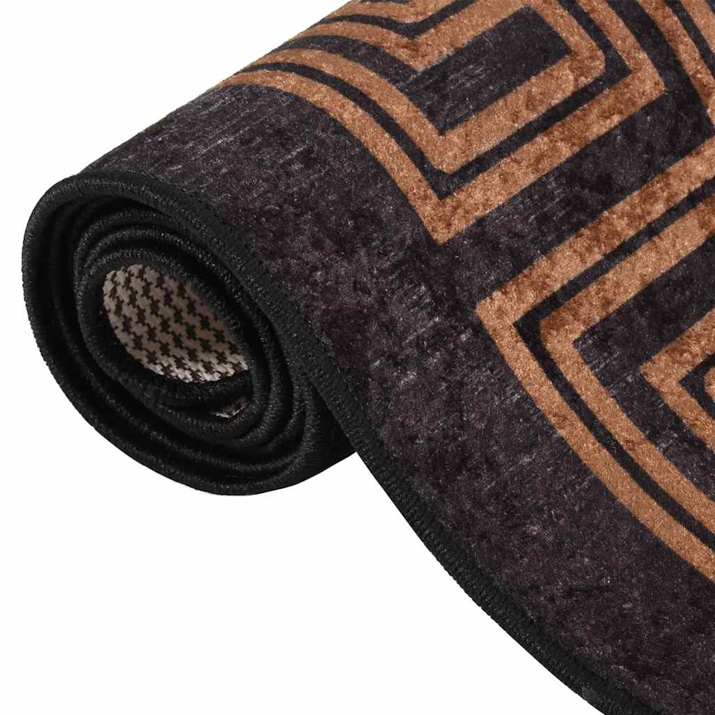 Rug Washable 80x150 cm Black and Gold Anti Slip