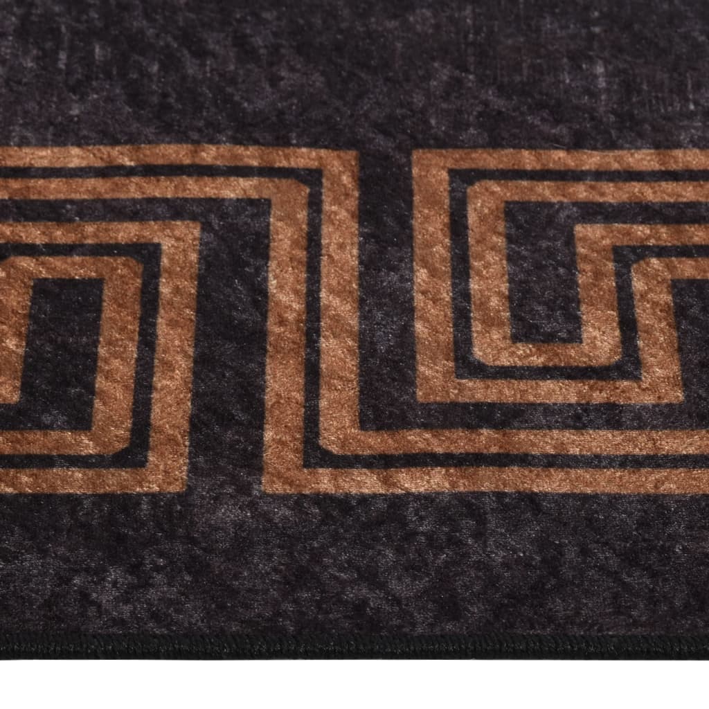 Rug Washable 80x150 cm Black and Gold Anti Slip