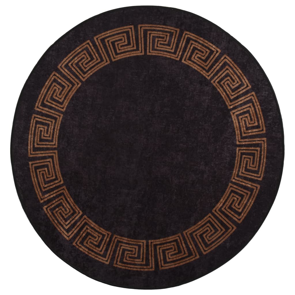 Rug Washable φ120 cm Black and Gold Anti Slip