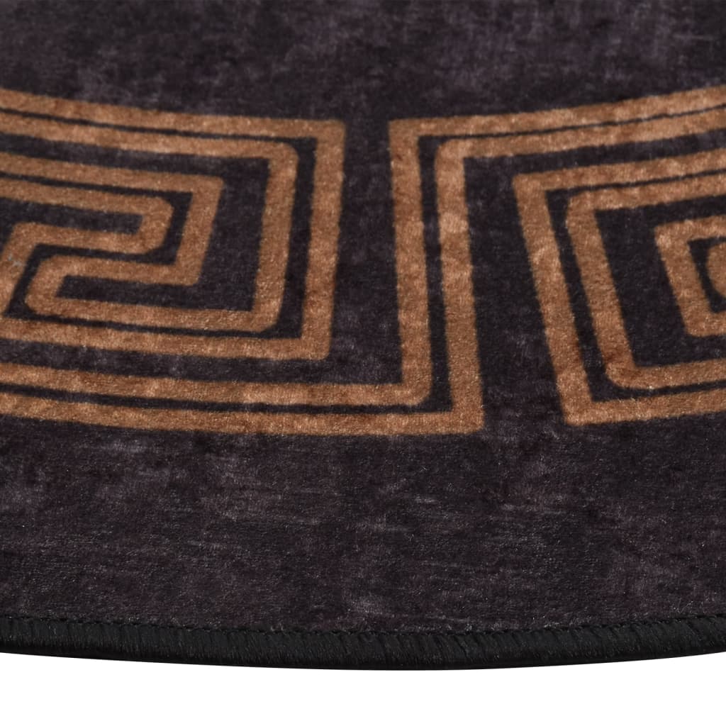Rug Washable φ120 cm Black and Gold Anti Slip