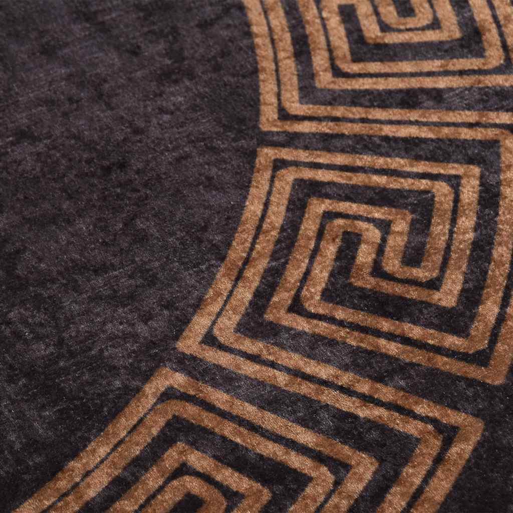 Rug Washable φ120 cm Black and Gold Anti Slip