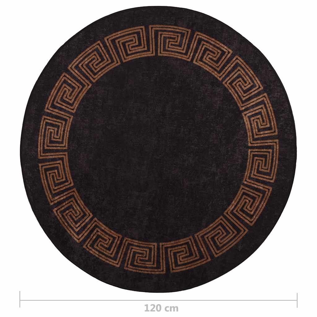 Rug Washable φ120 cm Black and Gold Anti Slip