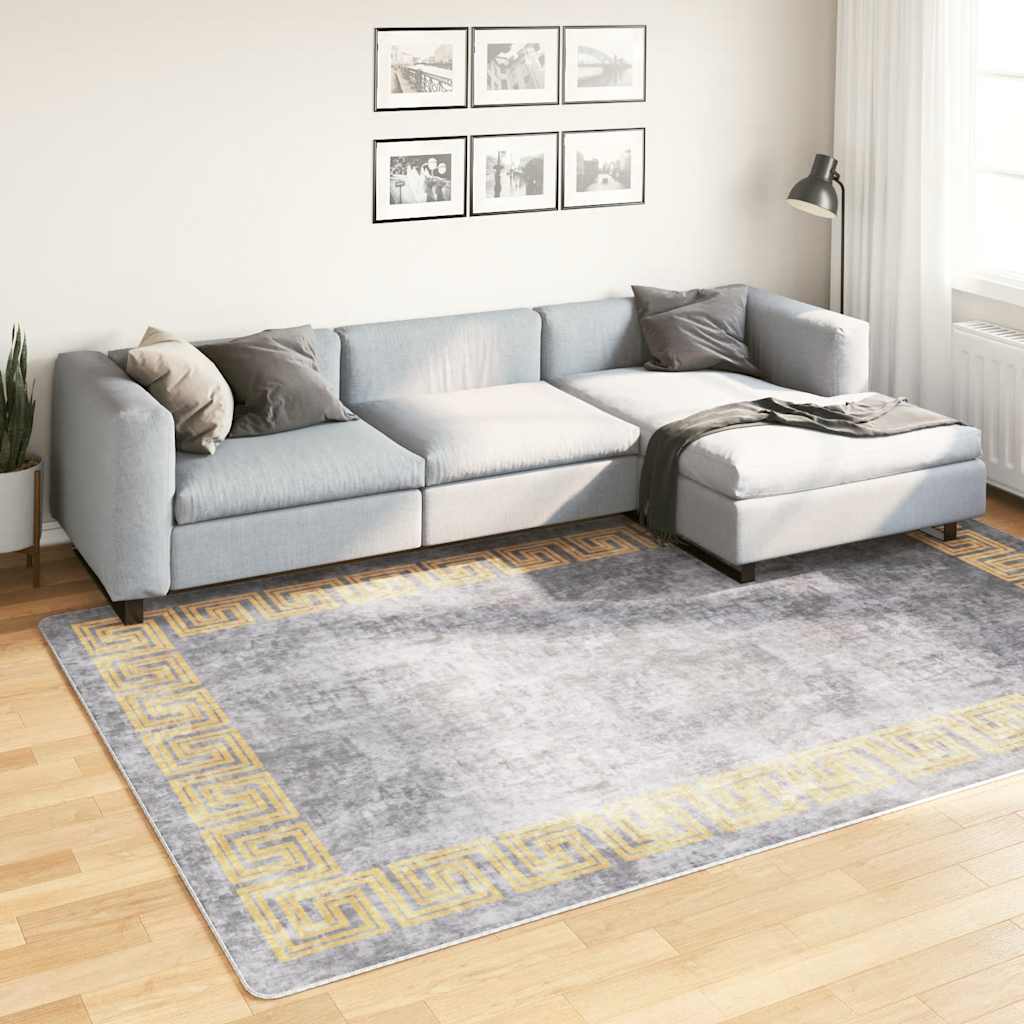 Rug Washable 190x300 cm Grey Anti Slip